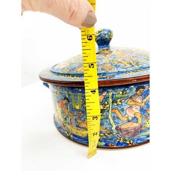 Zimbabwe Hand Painted Covered Casserole Bowl Signed Numbered - Picture 12 of 15